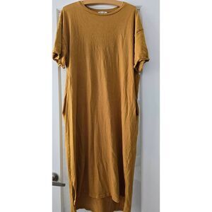 Women's Zara Trafaluc Long Oversized T Shirt Dress Mustard Yellow Size Small Med